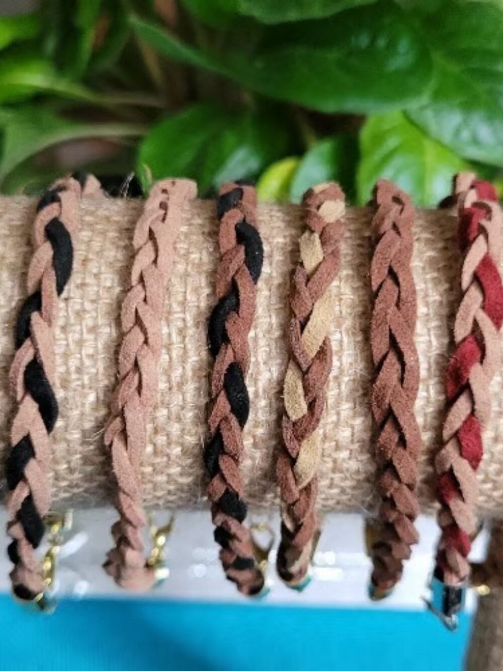 Colorful Faux Suede Braided Write Wrap with Charms